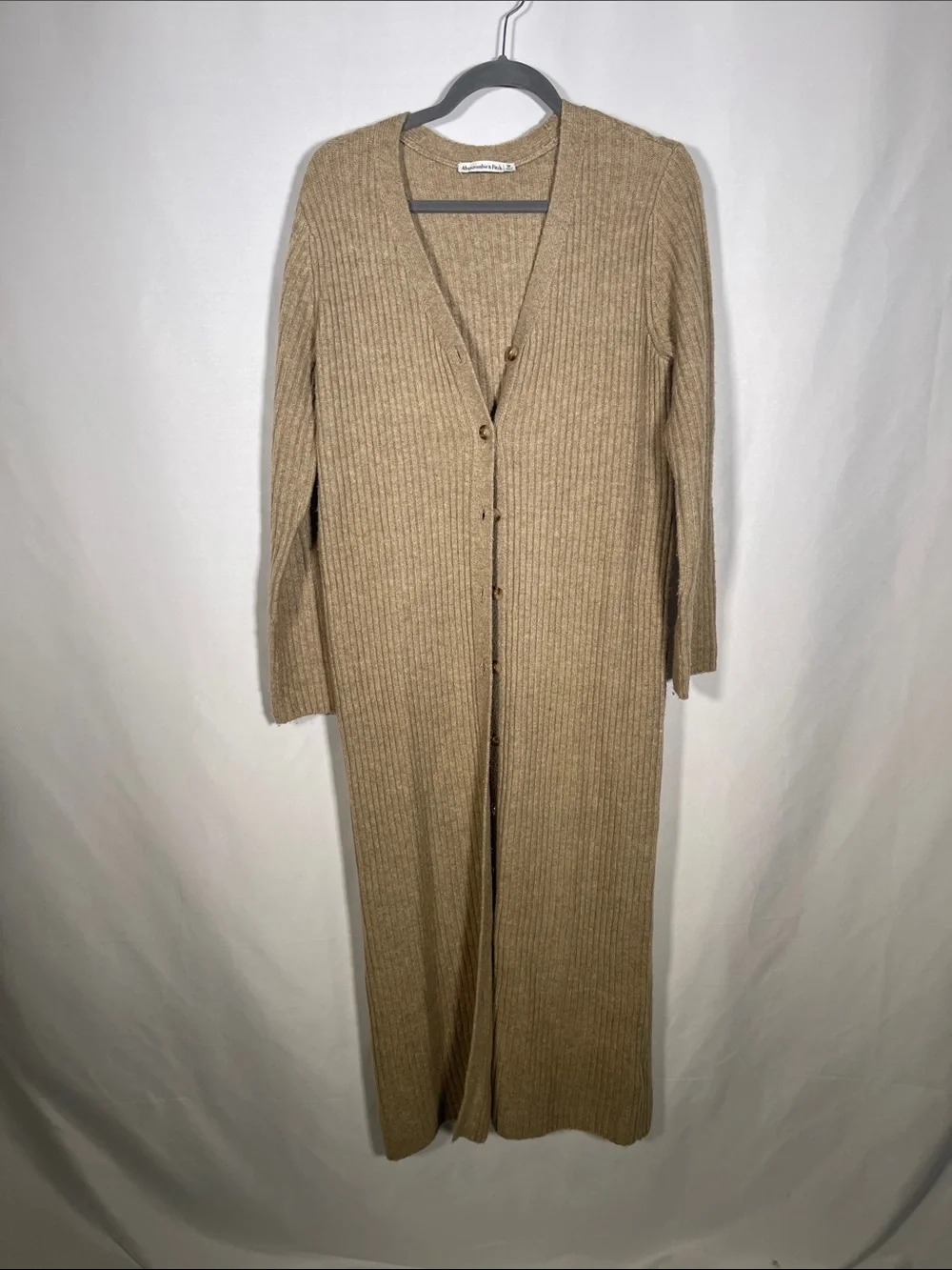 ABERCROMBIE & FITCH WOMENS DUSTER CARDIGAN SWEATER BEIGE TAN SMALL PETITE